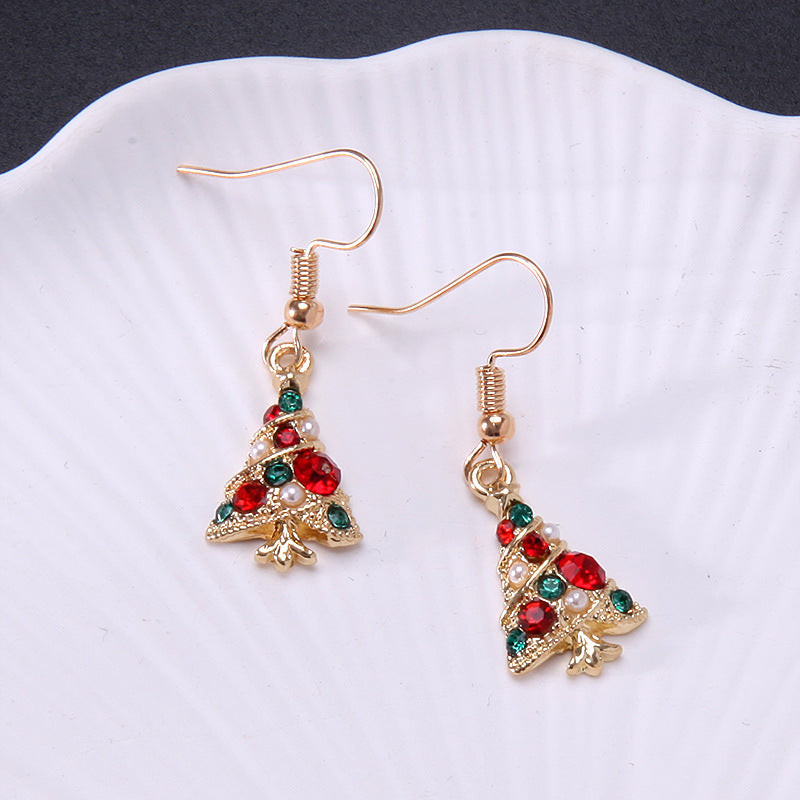 Wholesale Diamond Bell Snowflake Christmas Tree Earrings
